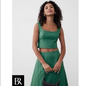 Banana Republic Green Bustier Top Square Neck Sleeveless